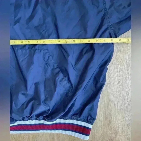 Vintage JERZEES Jacket Mens 2XL Navy Blue Pullover Coach Varsity Jacket 90s - Picture 8 of 10